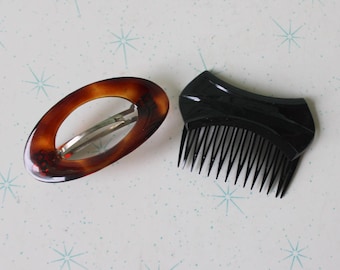 Vintage 70s Hair Clip and Comb Set: Mod Glam Accessories
