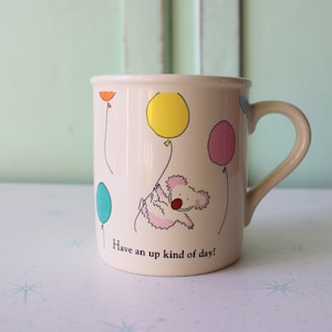1980s Vintage Birthday Balloon Celebrate Gift Cheers Coffee Mug...retro housewares. gift. kitsch. retro. decor. drink. eat. serve. birthday.