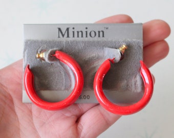 1980s Red Hoop Earrings: Vintage Costume Jewelry