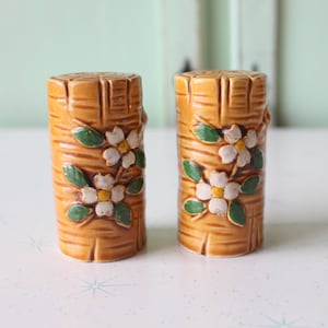 Vintage Atomic Floral Salt and Pepper Shakers Set