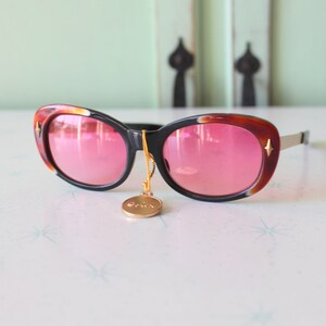 Vintage 1970s Sunglasses: Pink Lens, Atomic Mod Style