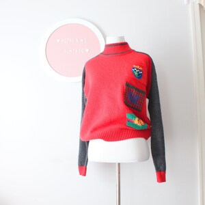 1980er Jahre GITANO Roter Geometrischer Rollkragen Pullover - Unisex Retro Fashion
