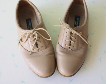 Oxford in pelle Easy Spirit anni '80 - Ballerine con lacci color cuoio, taglia 6,5
