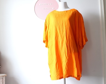 1980s 1990s TANGERINE Orange Large Womens Blouse...size large xlarge...1980s clothing. retro. colorful. hipster. . hippie. halloween