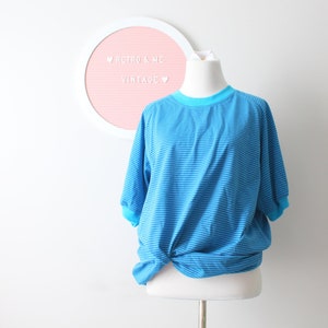 1980s Striped Cotton Top: Vintage Nautical Tee, Medium