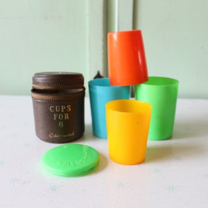 Vintage Colorful Plastic Cups - 1970s Picnic Set of 4