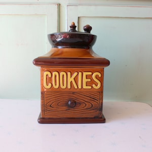 Tarro de galletas de cerámica vintage de los años 70: Almacenamiento de cocina retro