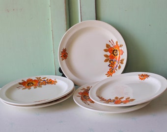 Lot De 4 Assiettes à Dessert Arcopal Modèle Lotus - Vintage Années 70 - Verre Blanc