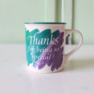 Vintage 80s Rainbow Painted Ceramic Mug: Retro Kitsch Decor