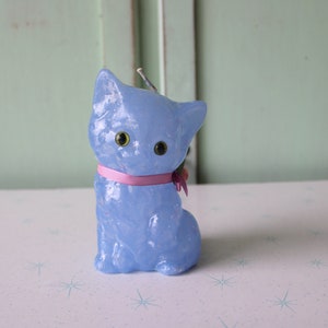 80s 90s Vintage CAT Colorful Animal Candle....RARE. kitsch. home. decor. retro housewares. blue candle. 90s. groovy. girls room. kitty cat