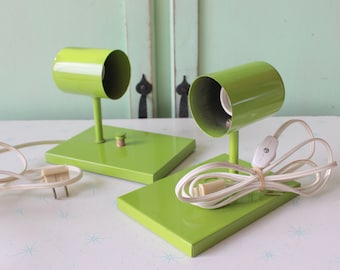 Vintage Atomic Green Lamp Set: 1960s-70s Mid Century Modern