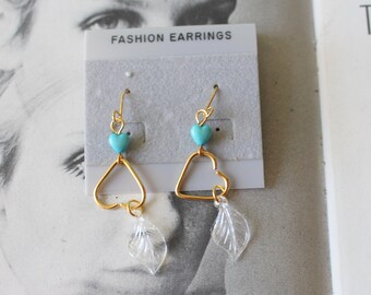 1980s Heart Stud Earrings: Kitsch Retro Dangle Earrings