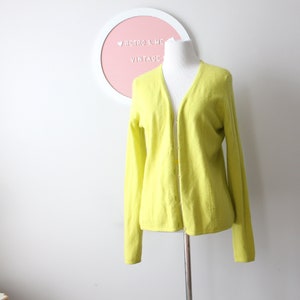 Vintage Saks Fifth Avenue Cashmere Cardigan - Lime Green 1990s Small