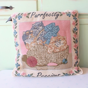 Vintage Cat Pillow: 80s-90s Kitsch Kitty Couch Pillow