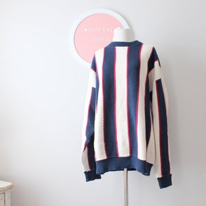 Vintage 90s Striped Cotton Oversized Sweater: Nautical Pullover