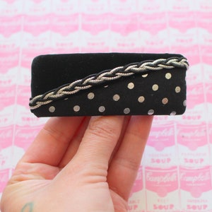 Vintage 80er Jahre Schwarz Haarspange: Polka Dot Schleifenzubehör