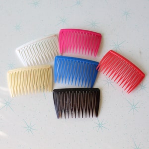 Vintage 80s Colorful Hair Comb Barrettes - Set of 6