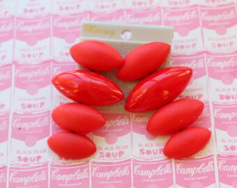1980s Red Glam Earrings: Kitsch Retro Costume Jewelry (NOS)