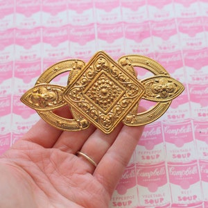 Vintage 1980s Gold Hair Barrette Bow