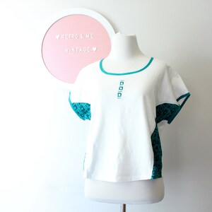 1980s Crop Top: Vintage Cotton Sporty Tee, Size Medium