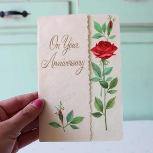 Jaren 60 1970 Vintage Mid Century On Your Anniversary Wishes Wenskaart... nieuwe oude voorraad. antiek. cadeau. retro. bloemig. antiek. bruiloft