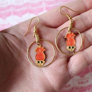 NOS Vintage TROLLS Doll Earrings..collectible. 1980s. 1990s. kitsch. retro. orange hair troll. deadstock. costume jewelry. troll accessories
