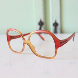 Vintage 60s Mod Glasses: Orange Cateye Eyewear (No Lens)