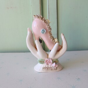 Vintage Ceramic Hands Vase: Mid Century Shoe Decor