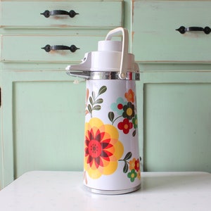 Vintage Floral Thermos: 60s-70s Retro Kitchen Decor