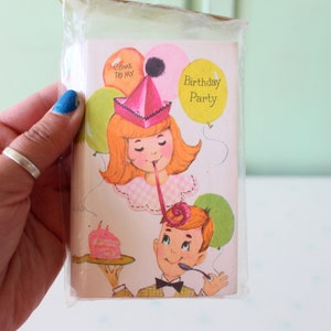 Vintage 1960s Birthday Party Invitations - Set of 10 NOS