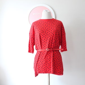 Vintage Red Polka Dot Blouse Tee Top....womens. red and white. mod. costume. blouse. womens. ladies. vintage blouse. flowy top. fancy