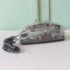 Vintage 1980s Clear Telephone: Retro Home Decor