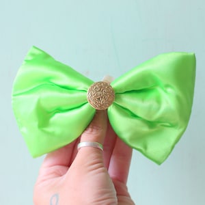 Vintage Neon Green Hair Bow: 1980s Retro Prom Accessory