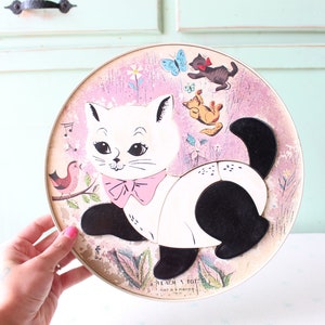 Vintage 1950s Teach a Tot Kitty Cat Puzzle: Mid Century Kids Decor