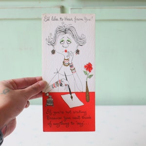 1960s 1970s Vintage Mid Century Tarjeta de felicitación.... amar. nuevo stock antiguo. coleccionable. triste. gracioso. regalo. tarjeta de felicitación retro vintage mod