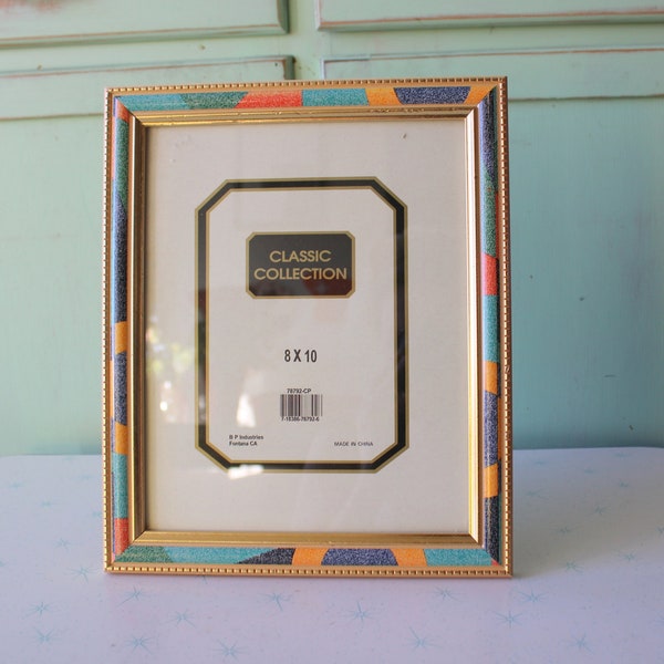 1980s Big Made in USA 8 x 10 Vanity Picture Frame.....80s home. novelty. retro housewares. gift. huge picture frame. housewarming. colorful