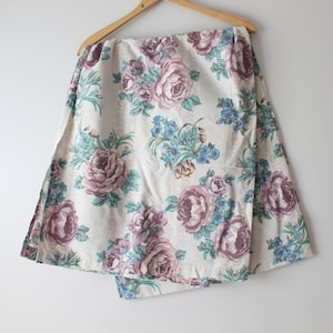 Vintage 1980s Floral Queen Flat Sheet: Retro Bedding