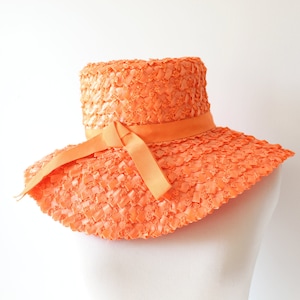 Vintage 1980s Orange Straw Floppy Hat: Women&#39;s Summer Fashion