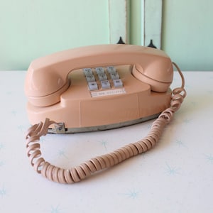 Vintage Beige Rotary Telephone: 1970s Retro Home Decor