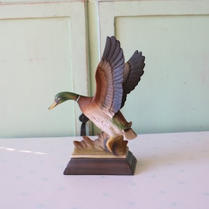 Vintage 1970s Ceramic Mallard Duck Figurine - Taiwan Decor