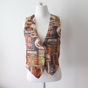 Vintage Print Vest: 80s-90s Backroad Blues, Size Small
