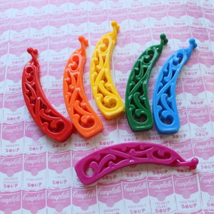 Vintage 1980s Hair Clip: Rainbow Banana Barrettes