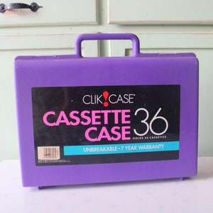 Vintage Purple Cassette Tape Storage Case - 80s Music Organizer