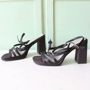 90s Platform Heels: Black Chunky Slingbacks, Size 8.5