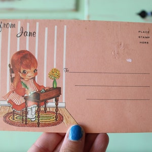 Vintage 60er Jahre NOS Buchstabe JUNI Notizbuch Papier Postkartenblock...Geburtstag Geschenk . benennen. retro. klassisch. zweigig. Modell Schreiber. Geschenk für sie. J