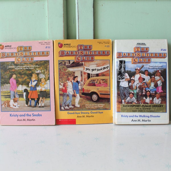 Vintage BABYSITTERS CLUB Book Set of 3....ann m martin. instant collection. 1980s books. kids. children. girls. teens. fiction. fun. collect