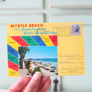 SC Vintage MYRTLE BEACH Cartoline...lettere. retrò. arte. arredamento per la casa. kitsch. novità. stato. casa retrò. spiaggia. cartoline vintage. cancelleria