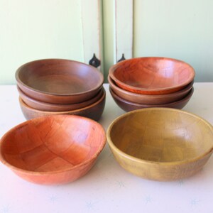 Vintage Mid Century Wooden Bowl Set of 8 - 6&quot; Stackable Bowls
