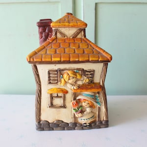 Vintage House Antique RARE Cookie Jar Canister.. Cocina de los años 70. artículos para el hogar retro. atender. kitsch. almacenamiento. tarro de postre. Casa de los años 60. Casa de los años 70. divertido