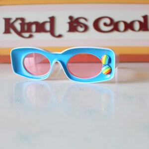 Gafas de sol retro azul verdoso: gafas de sol arcoíris para fiestas de disfraces